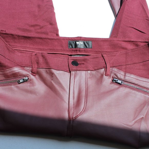 Mossimo Leather-look Stretch Extensible Pants - Maroon - Size 10 - Picture 10 of 12